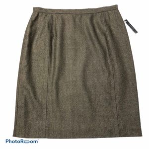 NWT Context Taupe Herringbone Wool Pencil Skirt